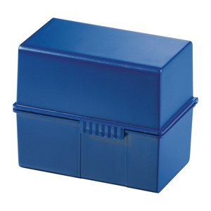 HAN A6 Karteikasten DIN A6 für 400 Karteikarten blau mit Deckel