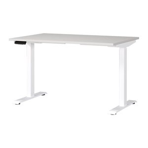 GERMANIA JET höhenverstellbarer Schreibtisch lichtgrau rechteckig, T-Fuß-Gestell weiß 120,0 x 80,0 cm