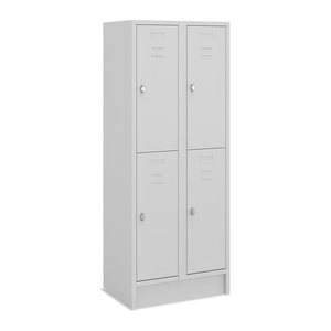 Fächerschrank (2 Abteile je 2 Fächer) 350 mm Abteilbreite – Korpus Lichtgrau (Türen Lichtgrau)