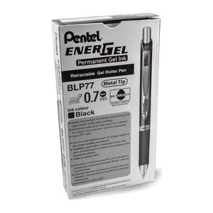 Pentel ENERGEL BLP77 Gelschreiber schwarz/silber 0,35 mm, Schreibfarbe: schwarz, 1 St.