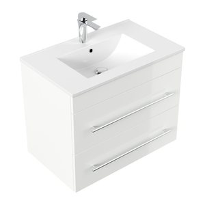 POSSEIK Waschbecken mit Unterschrank ARTEMIS 750 weiß glanz 61,5 x 46,5 x 55,6 cm