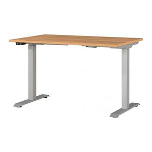 GERMANIA JET höhenverstellbarer Schreibtisch grandson-eiche rechteckig, T-Fuß-Gestell silber 120,0 x 80,0 cm