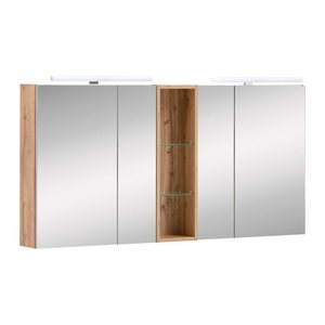 MÖBELPARTNER Spiegelschrank Duo 701523 eiche landhaus 140,0 x 16,0 x 75,0 cm
