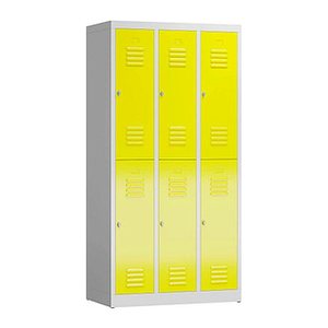 ClassiX Spind lichtgrau, zinkgelb X-520236, 6 Schließfächer 87,0 x 50,0 x 180,0 cm