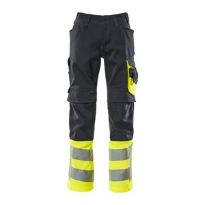 MASCOT® unisex Warnschutzhose Leeds schwarzblau, gelb Größe 54