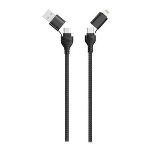 2GO USB / Type C Ladekabel 4 in 1 USB A, Lighn. 120cm sw