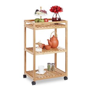relaxdays Servierwagen braun 47,0 x 32,5 x 77,0 cm