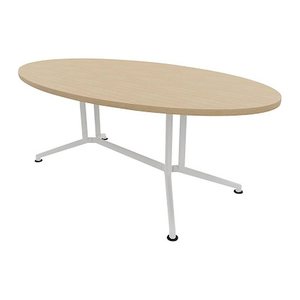Quadrifoglio Konferenztisch X2 eiche oval, V-Gestell weiß, 200,0 x 110,0 x 74,0 cm