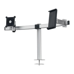 DURABLE Monitor-Halterung 508823 silber für 1 Monitor und 1 Tablet, Tischbohrung