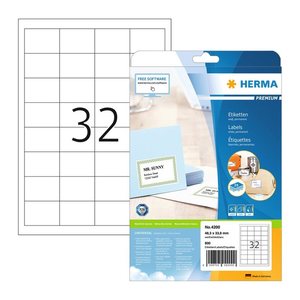 HERMA Etiketten 4200 weiß 48,3 x 33,8 mm, 25 Blatt