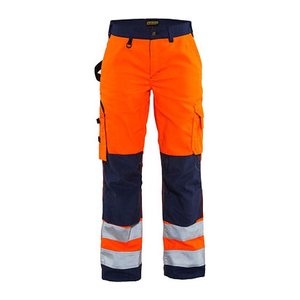 BLAKLÄDER® Damen Warnschutzhose 7155 orange, marine Größe 50