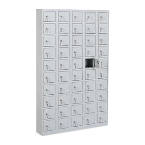 Stahl-Wertfachschrank – 50 Fächer – Lichtgrau