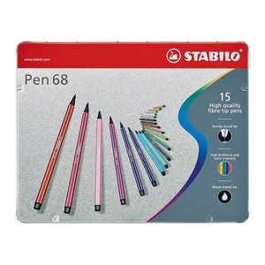 STABILO Pen 68 Filzstifte farbsortiert, 15 St.