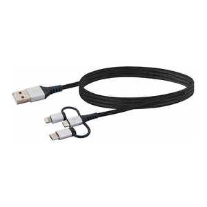 Schwaiger Ladekabel USB 2.0 A > 3-in-1 1,5m Schwarz/Silber