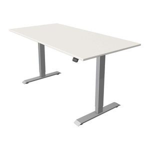 Kerkmann Move 1 elektrisch höhenverstellbarer Schreibtisch weiß rechteckig, T-Fuß-Gestell silber 160,0 x 80,0 cm