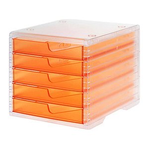 styro Schubladenbox styroswingbox light  apricot 275-8430.24124, DIN A4 mit 5 Schubladen, 1 St.