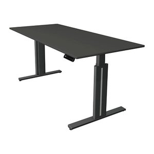 Kerkmann Move 3 elegant elektrisch höhenverstellbarer Schreibtisch anthrazit rechteckig, T-Fuß-Gestell grau 180,0 x 80,0 cm