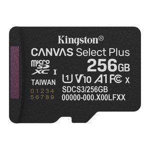SD MicroSD Card 256GB Kingston SDXC Canvas+ Gen3 o.Adapter retail