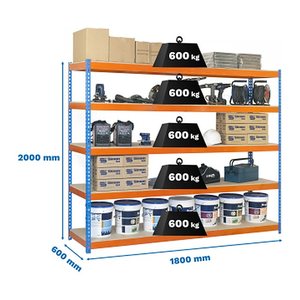 Simonrack Schwerlast-Weitspannregal SIMONFORTE CHIPBOARD 8435104946053 blau, orange 150,0 x 45,0 x 200,0 cm