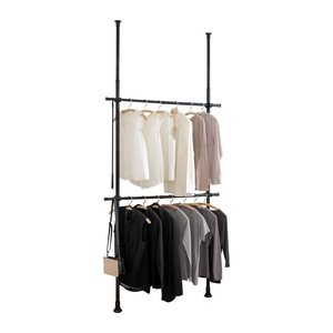 WENKO Teleskop-Garderobe Herkules Basic 50630100 schwarz Metall 75,0 - 120,0 x 165,0 - 300,0 cm, 1 St.
