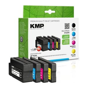 KMP H166VX schwarz, cyan, magenta, gelb Druckerpatronen kompatibel zu HP 953XL (3HZ52AE), 4er-Set