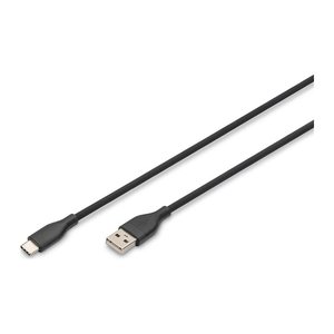 DIGITUS USB 2.0 Kabel Typ C -A Silikon St/St 0,5m schwarz