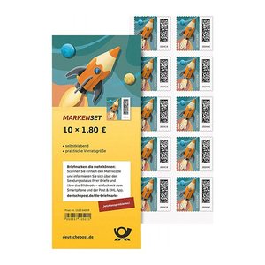 Deutsche Post 1,80 € Briefmarken "Raketenpost" selbstklebend, 10 St.
