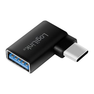 Logilink Adapter USB 3.2 Gen1 Type-C,C/M zu USB-A/F,90°,schw