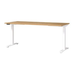 GERMANIA JET höhenverstellbarer Schreibtisch navarra-eiche rechteckig, T-Fuß-Gestell weiß 180,0 x 80,0 cm