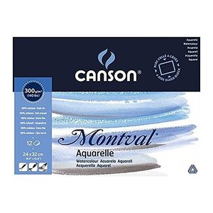 canson Aquarellblock Montval 24,0 x 32,0 cm 300 g/qm, 12 Blatt, 1 Block