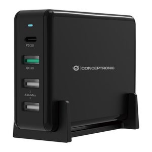 CONCEPTRONIC Ladegerät 4Port 3xUSB-A/1xC Desk 65WPD3.0 sw