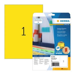 HERMA Etiketten 4421 gelb 210,0 x 297,0 mm, 20 Blatt