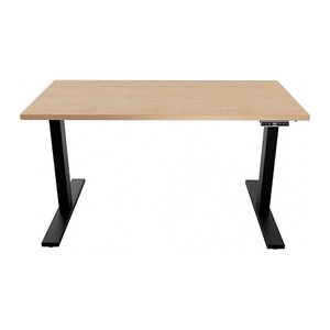 BISLEY E-WonderTech elektrisch höhenverstellbarer Schreibtisch ahorn rechteckig, T-Fuß-Gestell schwarz 180,0 x 80,0 cm