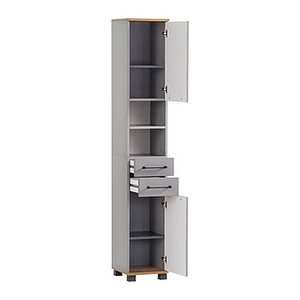 MÖBELPARTNER Badschrank Jelda 154231 platingrau, eiche-landhaus 30,3 x 32,6 x 180,9 cm