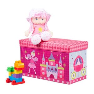 relaxdays Sitztruhe 10025726_765 Prinzessin Stoff 60,5 cm