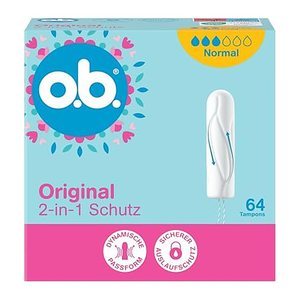 o.b. Tampons Original Normal 2-in-1 Schutz für mittlere/stärkere Periode, 64 St.