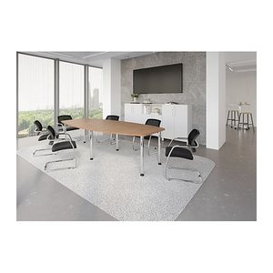HAMMERBACHER Konferenztisch KT28C nussbaum Tonnenform, Rundrohr chrom, 280,0 x 85,0/130,0 x 72,0 - 74,0 cm