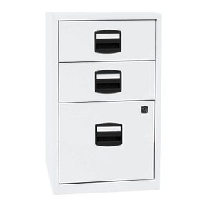 BISLEY Home Standcontainer verkehrsweiß 3 Auszüge Kunststoff-Muldengriff schwarz 41,3 x 40,0 x 67,2 cm