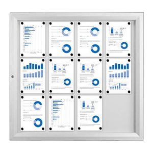 Showdown® Displays Schaukasten T silber 12x DIN A4 102,5 x 4,7 x 106,7 cm, 1 St.