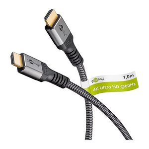 goobay HDMI 2.0 Kabel 1,0 m grau, schwarz, 1 St.