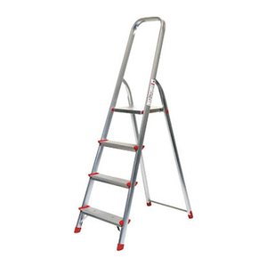 SZ Metall Stehleiter einseitig silber 4 Stufen, H: 157,0 cm