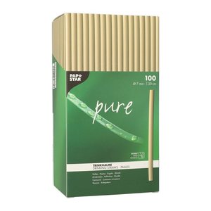 PAPSTAR Strohhalme pure braun Stroh, 100 St.