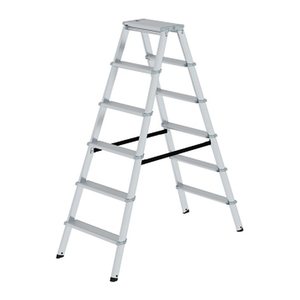 MUNK Stehleiter beidseitig 11236 silber 2x 6 Stufen, H: 139,0 cm