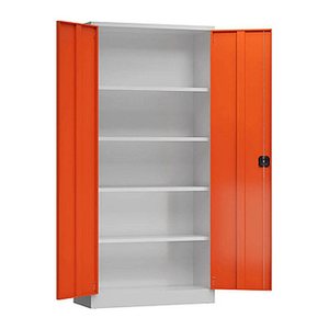 ClassiX Stahlschrank X-530354 feuerrot, lichtgrau 4 Fachböden 92,0 x 50,0 x 194,5 cm, aufgebaut, 1 St.