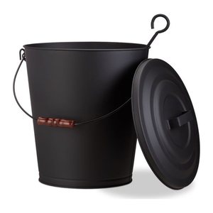 relaxdays Ascheeimer mit Deckel 24,0 l schwarz, 1 St.