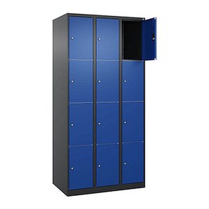 CP Schließfachschrank Classic Plus enzianblau, schwarzgrau 080000-304 S10029, 12 Schließfächer 90,0 x 50,0 x 185,0 cm