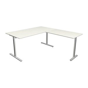 Kerkmann Form 1 Schreibtisch weiß rechteckig, T-Fuß-Gestell silber 160,0 x 80,0 cm