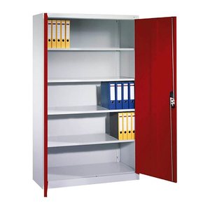 CP Stahlschrank C 2000 Acurado 9460-000 S10693 lichtgrau, rubinrot 4 Fachböden 120,0 x 40,0 x 195,0 cm, aufgebaut, 1 St.