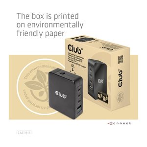 Club3D Ladegerät 3xUSB Typ C, 1xUSB Typ A, PD 140W, GaN retail