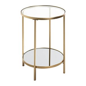 HAKU Möbel Beistelltisch rund Spiegel, Sicherheitsglas gold 39,0 x 39,0 x 55,0 cm, 1 St.